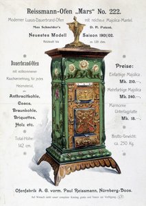 Publicidad alemana para una caldera de estilo art nouveau, finales del siglo XIX de German School
