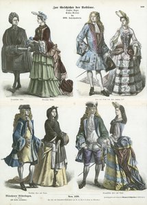 Trajes alemanes y franceses, principios del siglo XVIII de German School