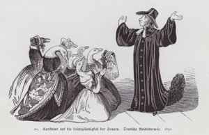 Caricatura alemana sobre la credulidad de las mujeres de German School