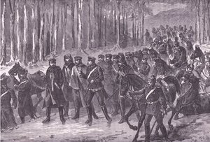 Caballería alemana en ruta a París, Historia de la guerra entre Francia y Alemania de Cassell, publicada por Cassell and Company Limited, c.1890 de German School