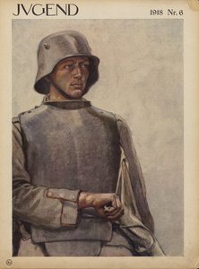 Soldado alemán, Primera Guerra Mundial (litografía en color)