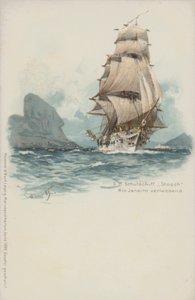 Buque escuela alemán Stosch saliendo de Río de Janeiro, Brasil de German School