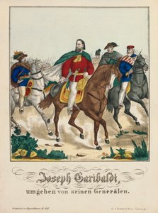 Giuseppe Garibaldi rodeado por sus generales, publicado por G.N. Renner, Núremberg, 1866 de German School