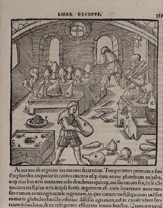 Soplado de Vidrio, de un Libro de Oficios de German School