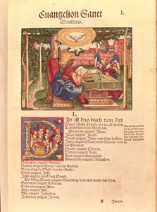 Evangelio de San Mateo, Libro I, de la Biblia de Lutero, c.1530 de German School