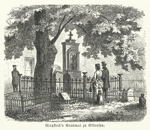 Tumba del poeta alemán Friedrich Gottlieb Klopstock, Ottensen, Hamburgo (grabado)