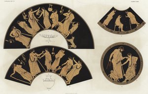 Figuras griegas con perros y capas de German School