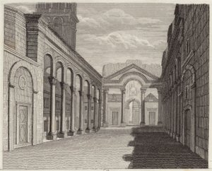 Sala del Palacio del Emperador Romano Diocleciano, Spalato (Split, Croacia). Ilustración para Bilder-Atlas