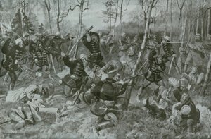 Combate cuerpo a cuerpo entre los húsares y los rusos en Birkenwalde de German School