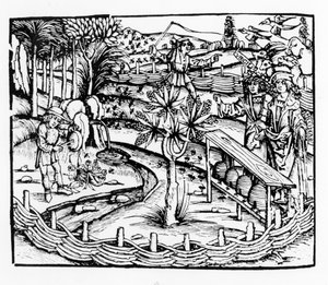 Maridos felices cuidando abejas, ilustración de las Geórgicas de Virgilio, libro IV, de la edición de Sebastian Brants (1457-1521), publicada en 1502 de German School
