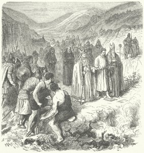 Harald Gille, rey de Noruega, sometido a la ordalía del fuego de German School