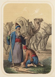 Harun al Rashid y Abdallah en una escena de Las mil y una noches (litografía en color) de German School
