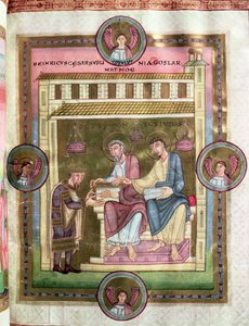 Enrique III con los Apóstoles Simón y Judas, del Codex Caesareus Upsaliensis, c.1045