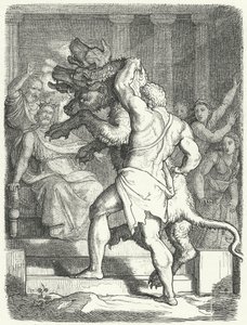 Heracles llevando a Cerbero al rey Euristeo de German School