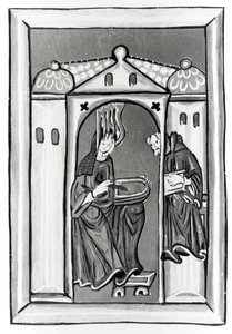 Hildegard de Bingen recibiendo la Luz del Cielo, c.1151 de German School
