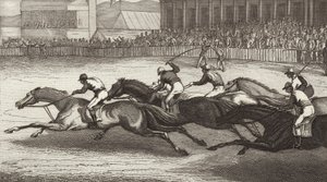 Carreras de caballos en Inglaterra. Ilustración para Bilder-Atlas de German School