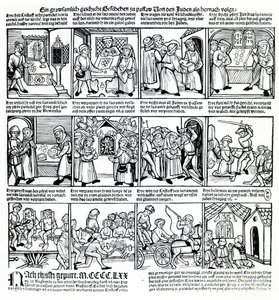 Profanación de la hostia por los judíos de Passau en 1477 de German School