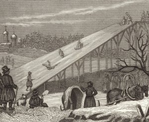 Tobogán de hielo en Rusia. Ilustración para Bilder-Atlas de German School