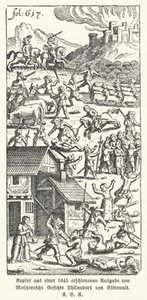 Ilustración de una edición de 1645 de la obra satírica del escritor alemán Johann Michael Moscherosch Wunderliche und Wahrhafftige Gesichte Philanders von Sittewald (Visiones maravillosas y verdaderas de Philander von Sittewald) de German School