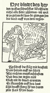 Ilustración del cuento del héroe romántico Wolfdietrich, publicada por Hans Schoensperger en Augsburgo en 1491 (grabado) de German School