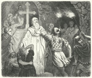 Interrupción de un servicio cristiano en las catacumbas romanas de German School