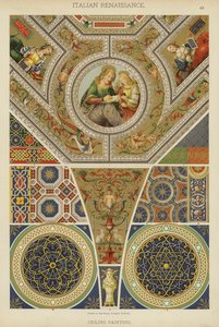 Renacimiento Italiano, Pintura de Techo (litografía a color) de German School