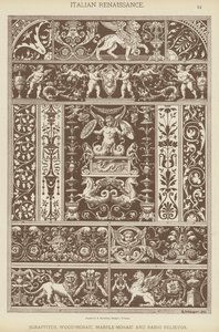 Renacimiento Italiano, Sgraffitos, Mosaico de Madera, Mosaico de Mármol y Bajorrelieves de German School