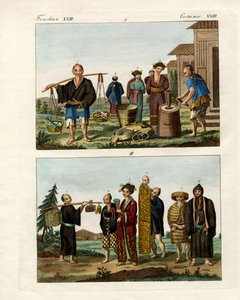 Vestidos japoneses (grabado en color) de German School