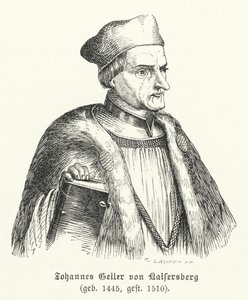 Johann Geiler von Kaisersberg, sacerdote y teólogo suizo (grabado) de German School