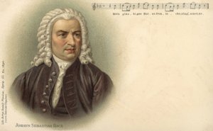 Johann Sebastian Bach (litografía en color) de German School