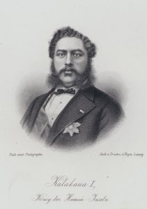 Kalakaua I, Rey de las Islas Hawaianas (grabado) de German School