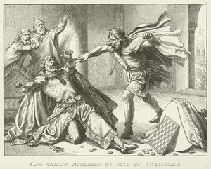 El rey Felipe asesinado por Otto de Wittelsbach de German School
