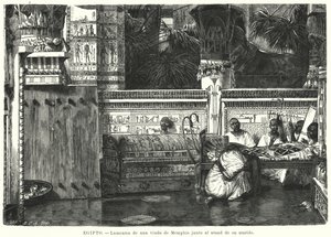 Lamento de una viuda junto al ataúd de su esposo en Menfis, Antiguo Egipto de German School