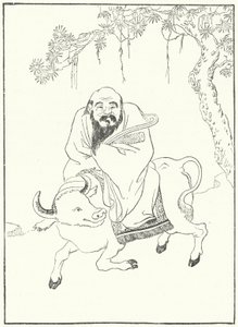 Laozi, antiguo filósofo chino, en un búfalo de agua