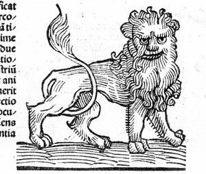 El León - en Tratado de Johannes Angeli De Magnisconnectionibue annorum revolutionibus ac eorum pefectionibus. Augsburgo, Erhard Ratdolt