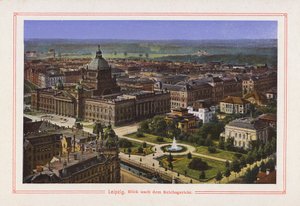 Leipzig, vista tras la Corte Imperial (litografía en color) de German School