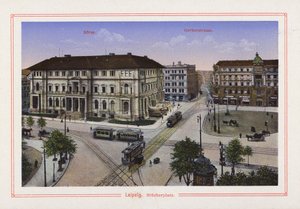 Leipzig, Blucherplatz (litografía en color) de German School