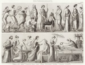 Vida en la Antigua Grecia. Ilustración para Bilder-Atlas de German School