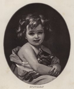 Niña esperando la Navidad con su gato de German School