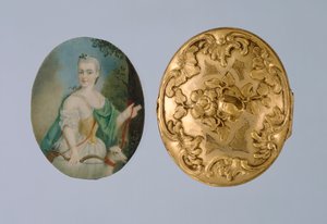 Medallón con miniatura de Wilhelmine como Diana, mediados del siglo XVIII
