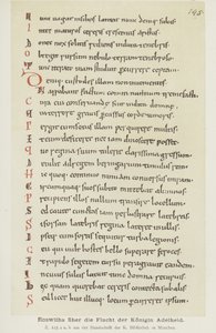 Manuscrito escrito por Hrotswitha de Gandersheim describiendo la fuga de la Reina Adelheid
