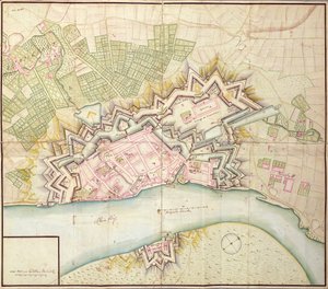 Mapa de Düsseldorf, 1736 de German School