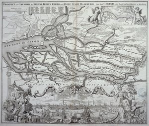 Mapa de Hamburgo y sus alrededores, publicado en Núremberg
