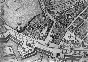 Mapa de Hamburgo Mostrando su Primera Casa de Ópera, 1690