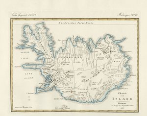 Mapa de Islandia (grabado coloreado) de German School