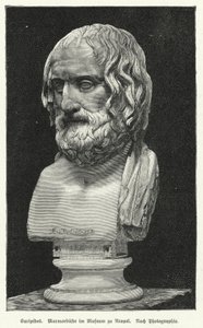 Busto de mármol de Eurípides, dramaturgo griego antiguo de German School