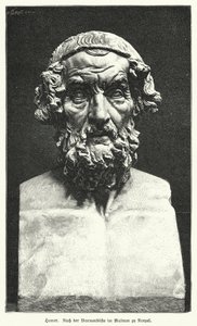 Busto de mármol de Homero, poeta griego antiguo de German School