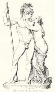 Marte y Venus, escultura de mármol del escultor neoclásico italiano Antonio Canova (grabado)