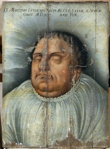 Martin Luther (1483-1546) en su lecho de muerte (M. Luther On His Deathbed). Pintura anónima, óleo sobre madera de German School