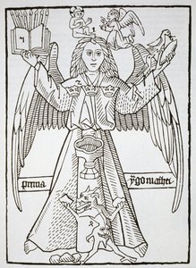 Figura mnemotécnica, de Ars Memorandi, c.1470, (reimpreso en 1883) ilustrado en una historia de la magia publicado a finales del siglo XIX de German School